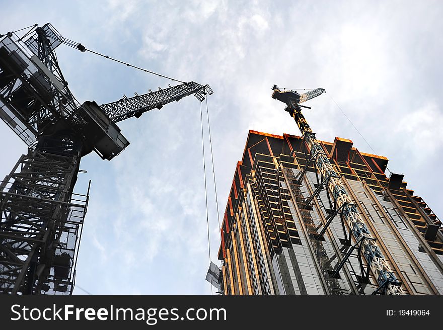 Construction site of big skyscrapers in Kuala Lumpur