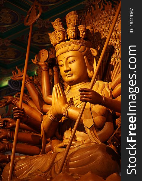 Golden Wood Statue in thailand