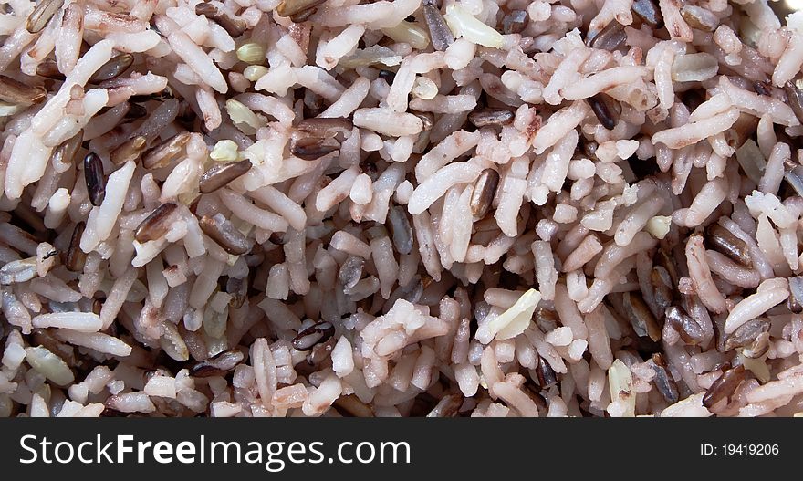 Close up of steam brown rice