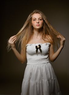 Portrait Of Blond Girl With Make Up Stock Images