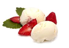 Ice Cream With Strawberry And Mint Royalty Free Stock Photography Ice Cream With Strawberry And Mint Royalty Free Stock Photography