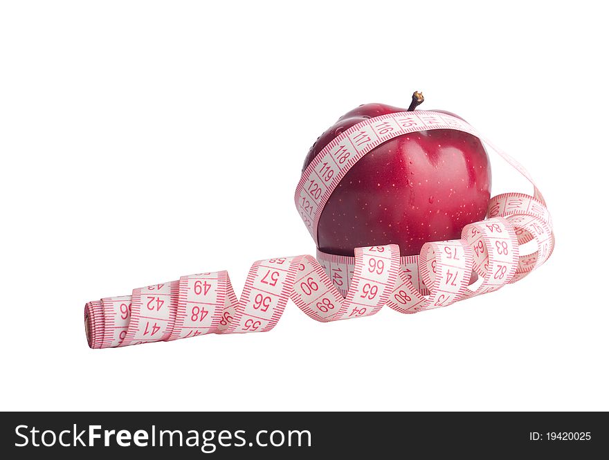 Apples and a measure tape, diet concept