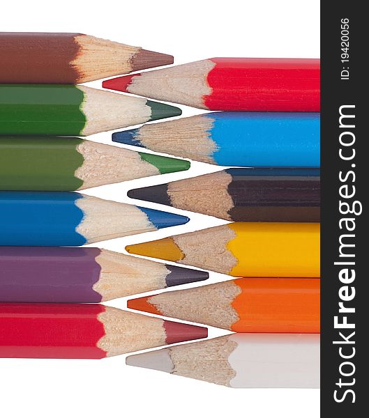 Colored pencils isolated on a white background