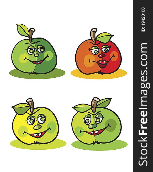 Apples against white background, abstract vector art illustration