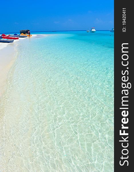 Maldives white beach and the blue sea