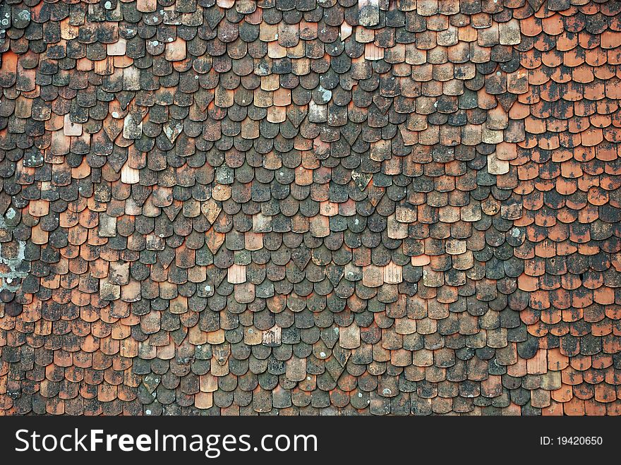 Old roof with old ceramic tiles. Old roof with old ceramic tiles