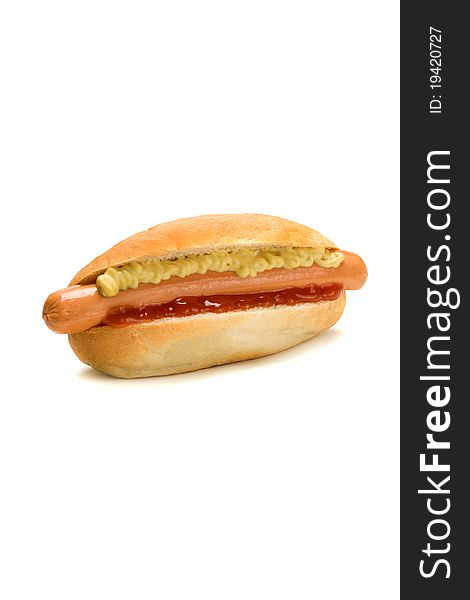 Delicious hot dog isolated on white background