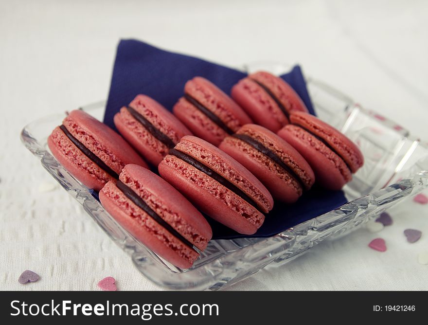 Homemade french macaroons ready to eat