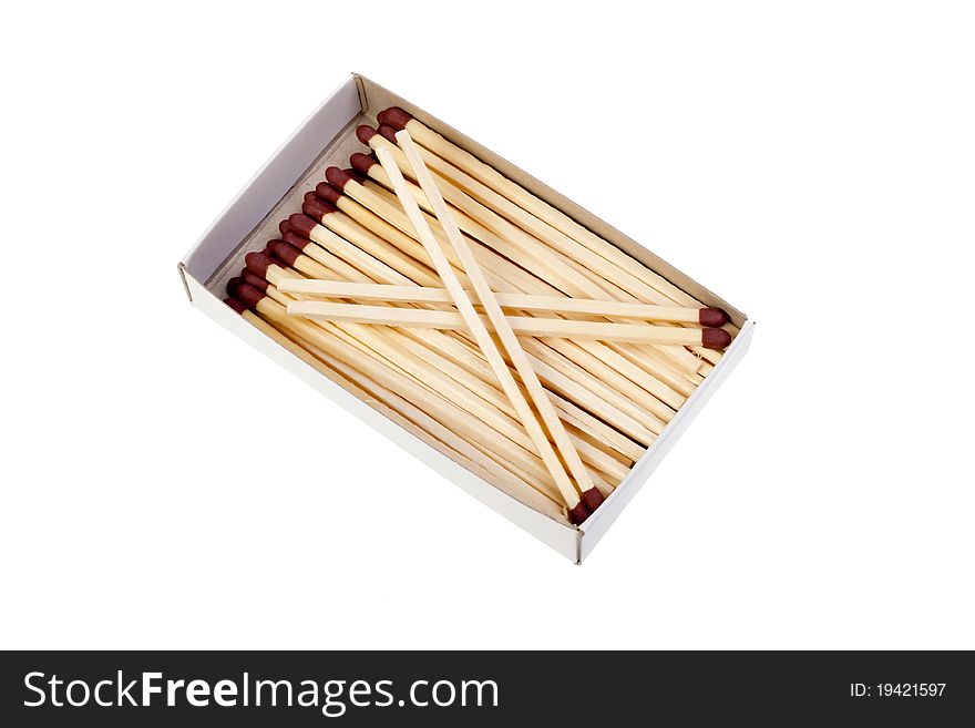 Matches in a box on a white background. Matches in a box on a white background