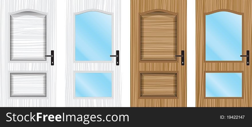 Door wood open close glass lock