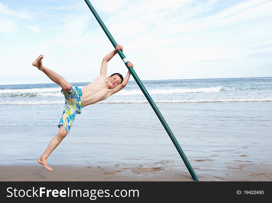 Teenagers playing on beach