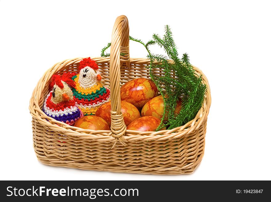 Easter still-life. Homemade and eggs on white background. Easter still-life. Homemade and eggs on white background