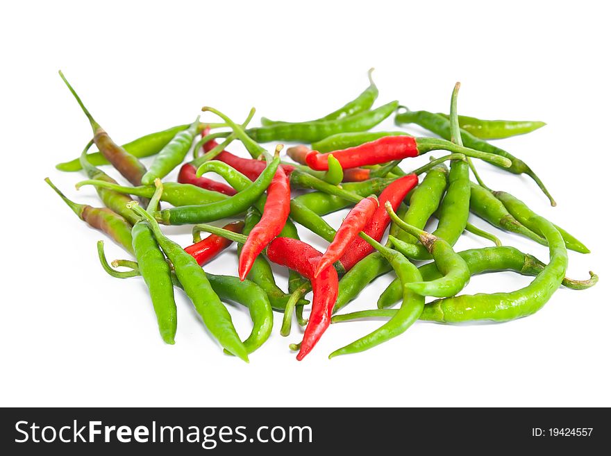 Peppers on white background of thailand