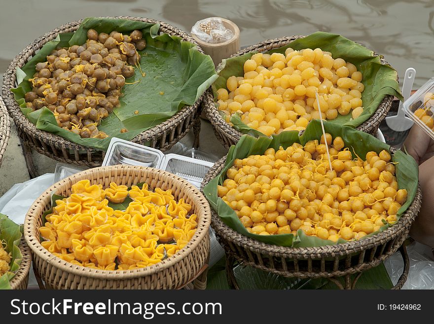 Thai dessert at floating market, Thailand