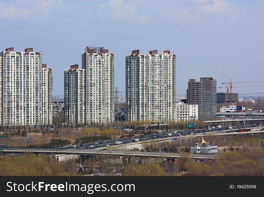 The cityscape of beijing,the image was taken from hill of Olympic.