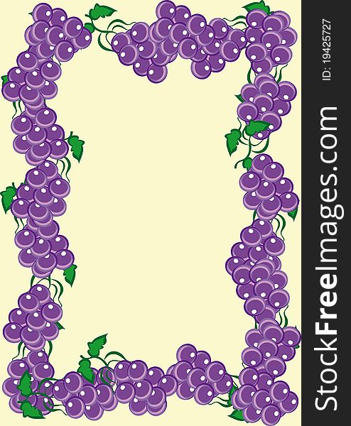 Abstract frame from rods of dark blue grapes. Illustration