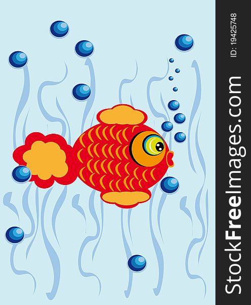 Cartoon little fish on isolated background. Illustration. Cartoon little fish on isolated background. Illustration.