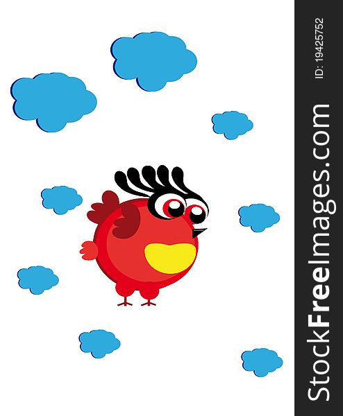 Cartoon little bird on isolated background. Illustration. Cartoon little bird on isolated background. Illustration.