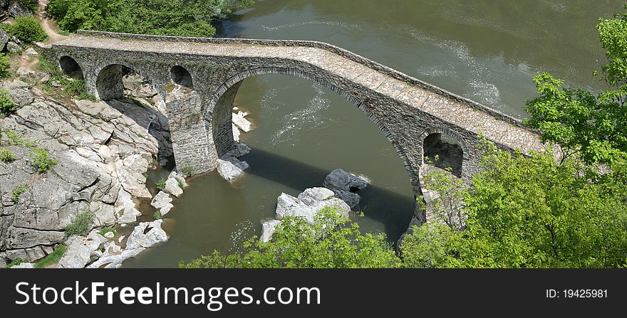 Old stone devil's bridge in Bulgaria