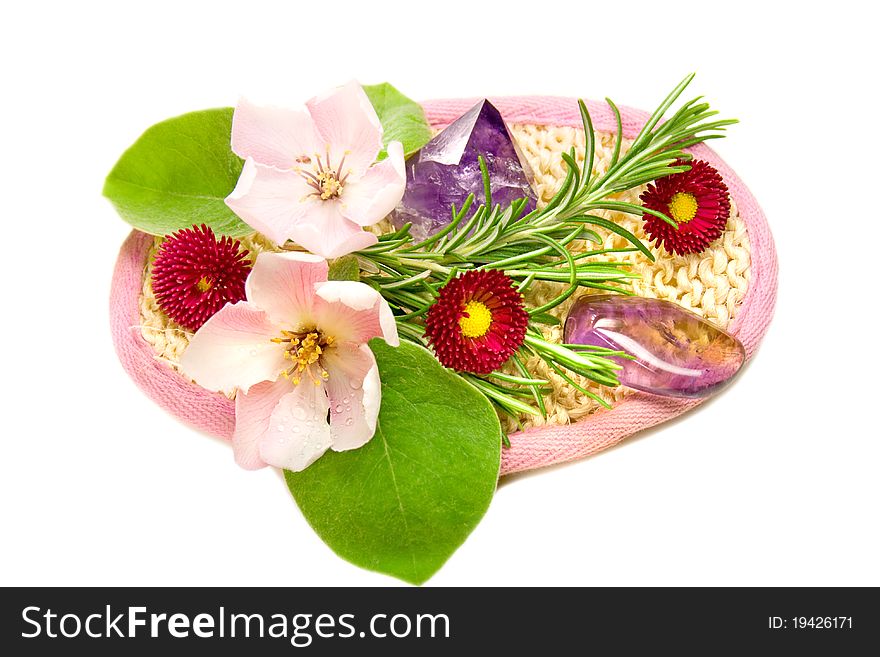 Cosmetic set with flowers and herbs