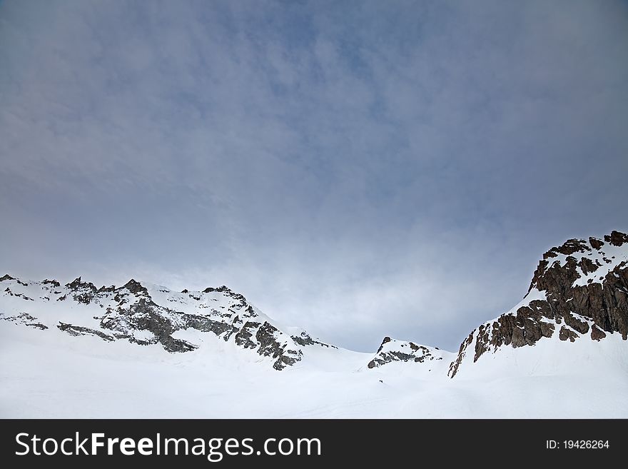 Presena Peak and its glacier, 3065 meters on the sea-level. Trento province, Trentino-Alto Adige region, Italy