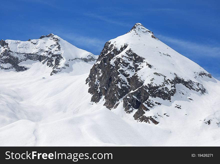 Presena Peak and its glacier, 3065 meters on the sea-level. Trento province, Trentino-Alto Adige region, Italy