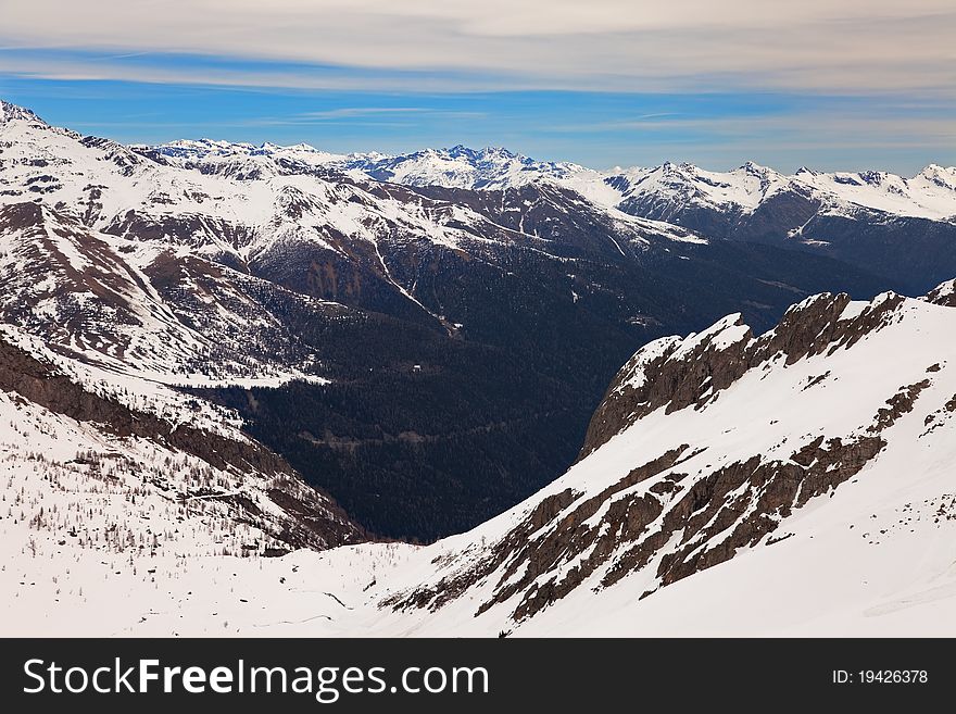 Presena Peak and its glacier, 3065 meters on the sea-level. Trento province, Trentino-Alto Adige region, Italy