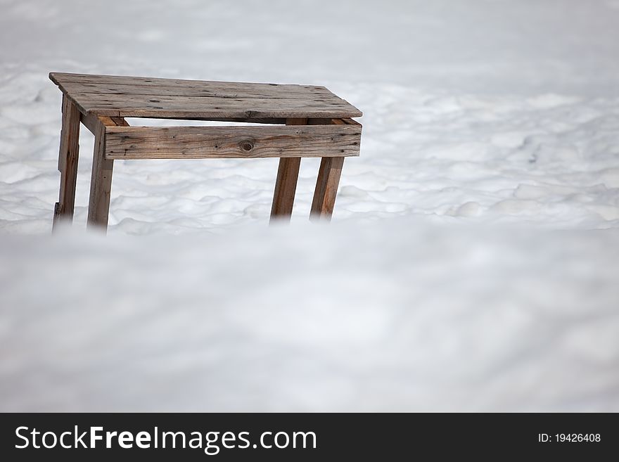Wooden table of the first global war missing in the middle of Presena Glacier, Italy