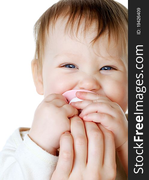 Bright closeup portrait of adorable baby