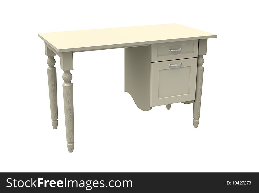 3d render of  desk on a white background. 3d render of  desk on a white background