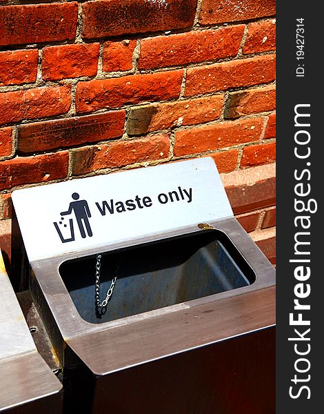 A modern garbage bin collecting waste