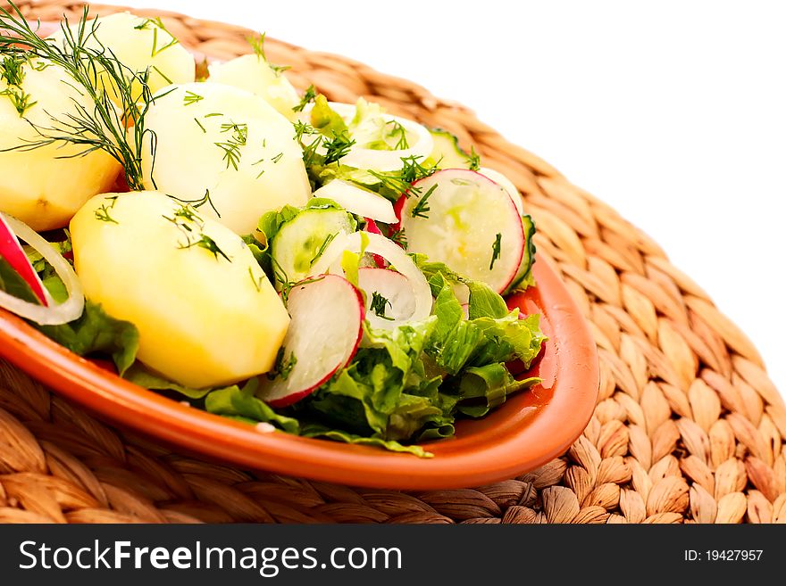 Potatoes  with  vegetable salad