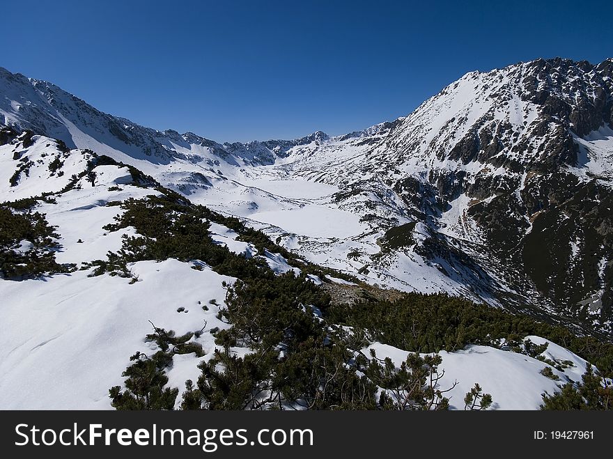Rocky snowy peaks of the Tatra mountains