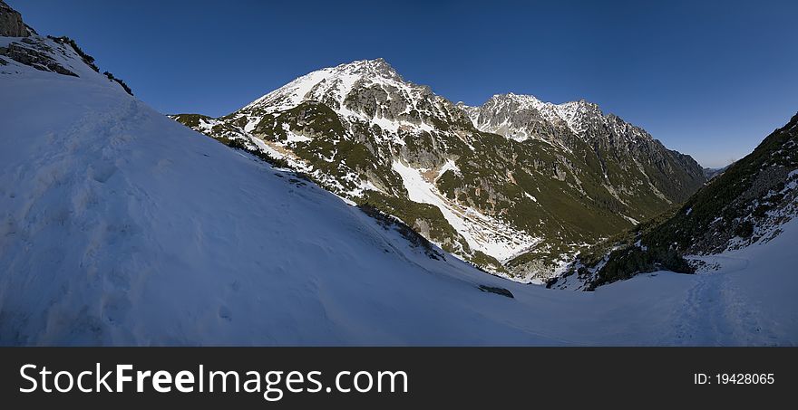 Rocky snowy peaks of the Tatra mountains