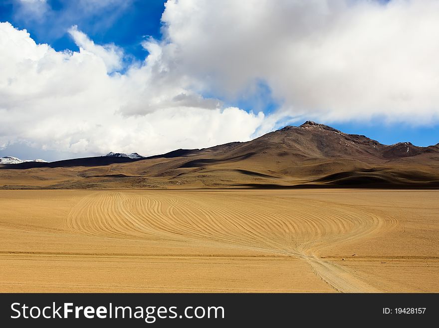 Desert road in Uyuni, Bolivia