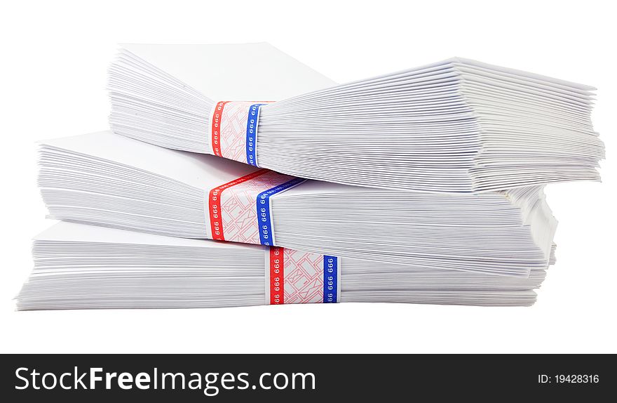 Isolated envelope collection on white background