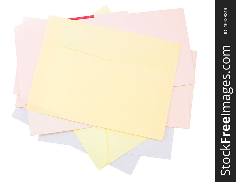 Isolated envelope collection on white background