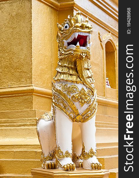 Singha statue in a temple in northern Thailand.