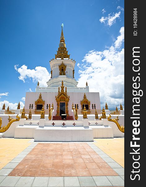 White Pagoda on blue sky background,Northern Thailand