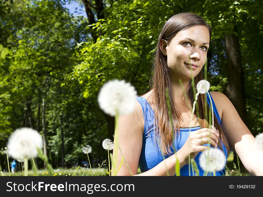 Beautiful Young Girl In The Park