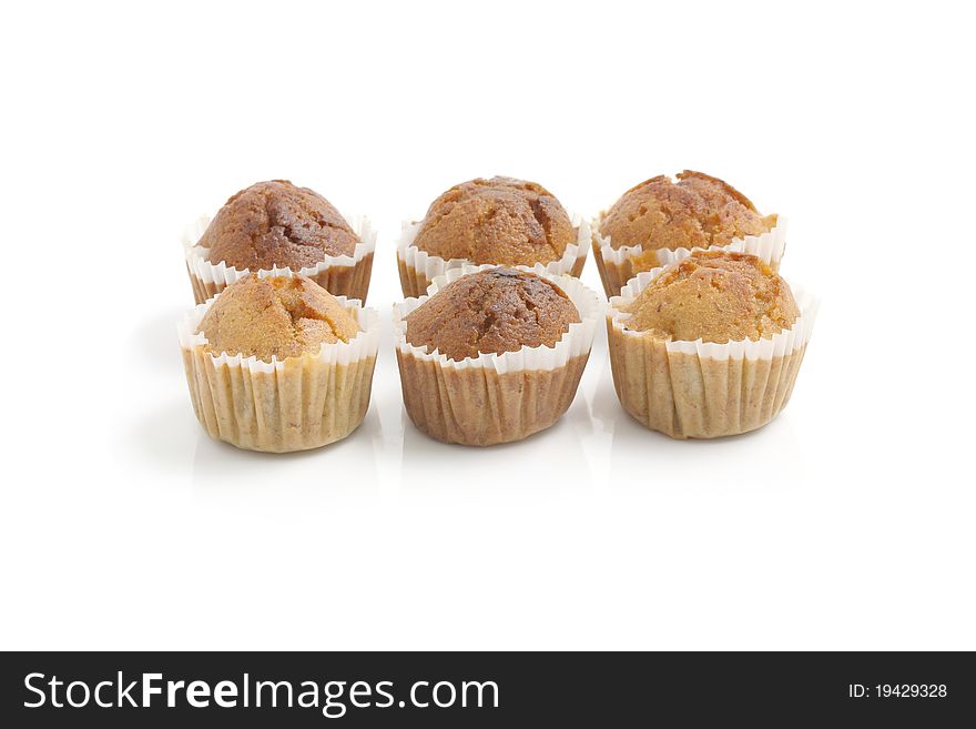 Banana cup cake isolated in white background