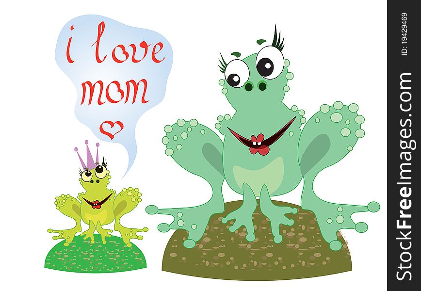 Two frogs in mothers day,cartoon