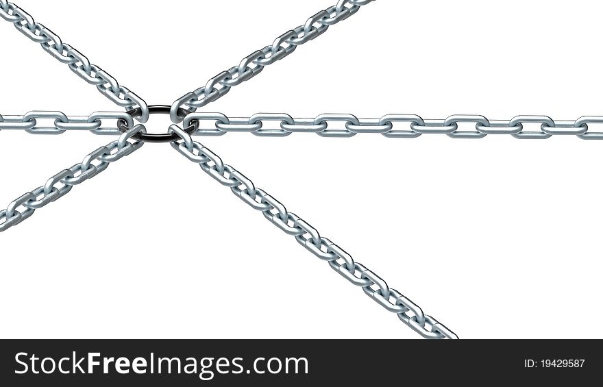 3d render of a metal chain isolated on a white background. 3d render of a metal chain isolated on a white background