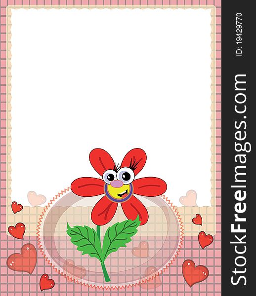 Frame with red flower