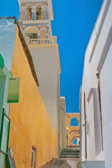 Colorful Old Street In Santorini Stock Photos