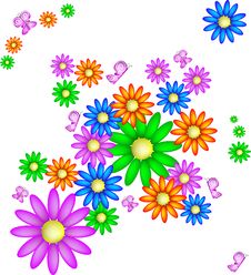 Background With Daisies And Butterflies Stock Photo Background With Daisies And Butterflies Stock Photo