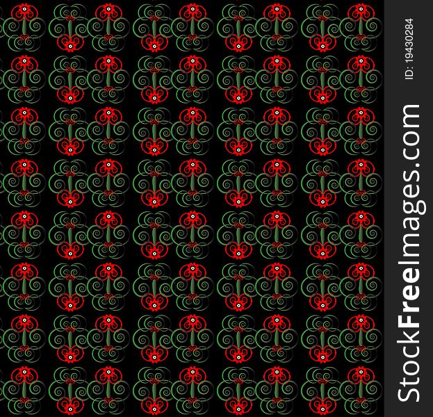 Flower pattern seamless texture on black backgroun