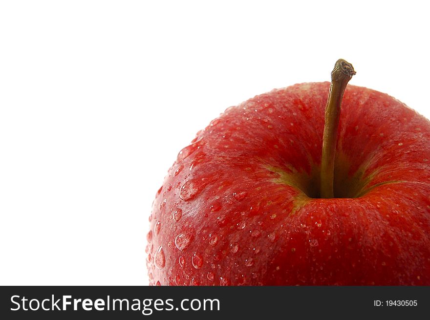 Detail photo of red apple isolated on white background