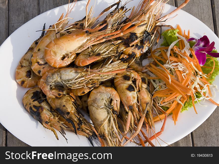 Group of cooked orange shrimp in closeup. Group of cooked orange shrimp in closeup