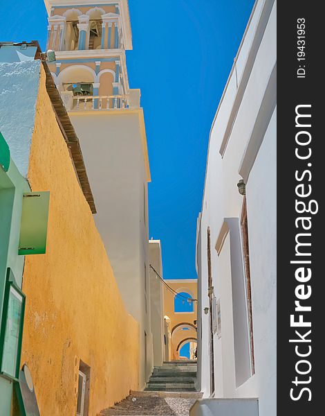 Colorful Old Street In Santorini